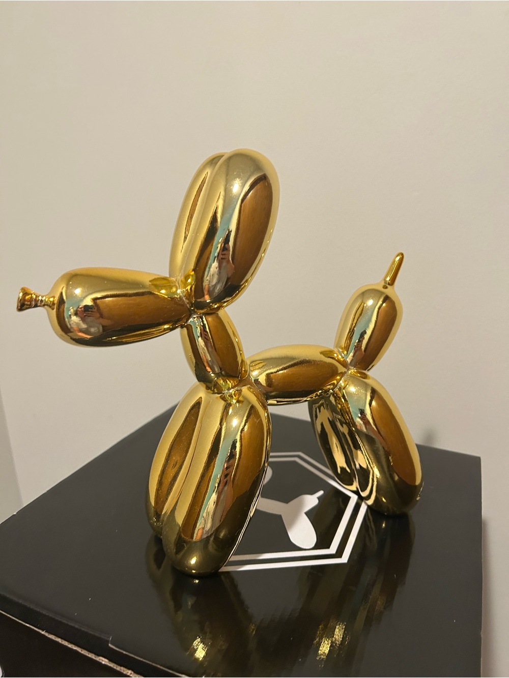 Reflective Gold Balloon Dog Sculpture Accent